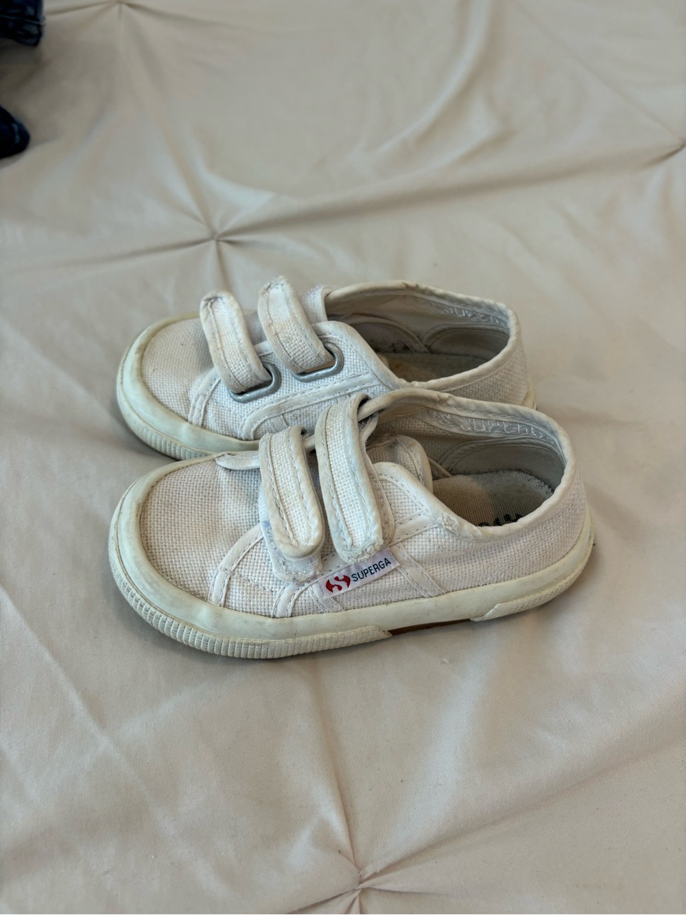 Superga Kids White Canvas Velcro Sneakers